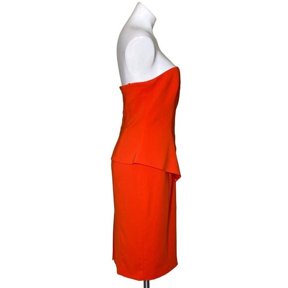 Jay Godfrey NWT $325 Flame Orange Cocktail Dress, Strapless Women's Size 10 - Picture 5 of 11